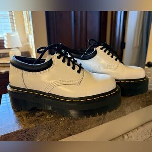 Dr. Martens women’s 8053 Quad leather platform shoes in white